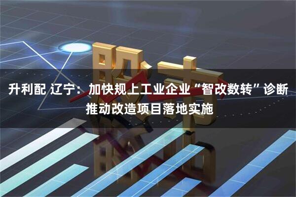 升利配 辽宁：加快规上工业企业“智改数转”诊断 推动改造项目落地实施