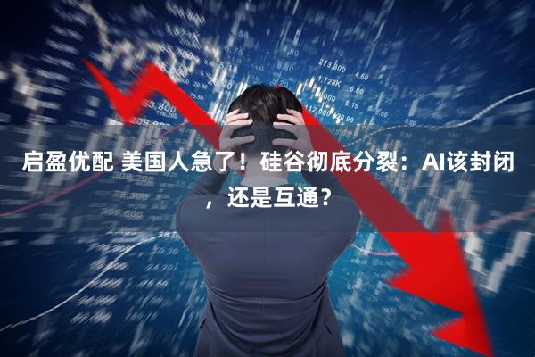 启盈优配 美国人急了！硅谷彻底分裂：AI该封闭，还是互通？
